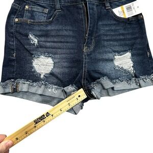 WallFlower Insta Vintage Distressed Denim Shorts Frayed Hem‎ Dark Wash Size 7